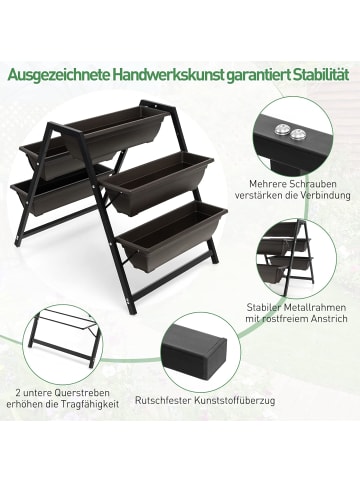 COSTWAY Hochbeet 2+3 Etage in Schwarz