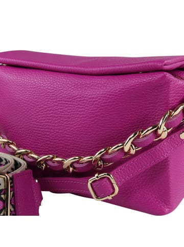 Toscanto Leder Umhängetasche, Citytasche Toscanto Tasche pink, fuchsia ca. 25cm