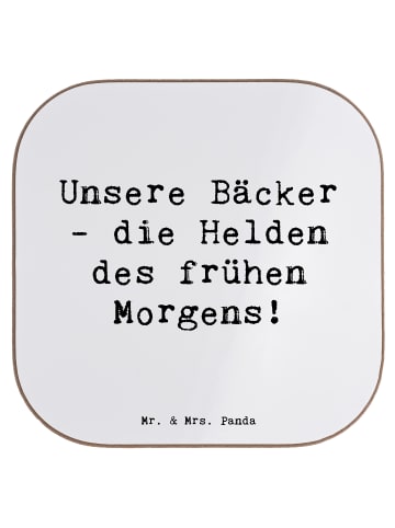 Mr. & Mrs. Panda Tischschoner Spruch Bäcker Helden mit Spruch in Weiß