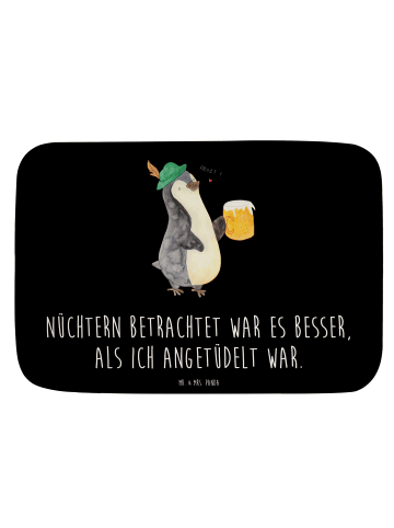 Mr. & Mrs. Panda Badezimmermatte Pinguin Bier mit Spruch in Schwarz