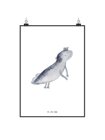 Mr. & Mrs. Panda Poster Axolotl Schwimmen ohne Spruch in Weiß