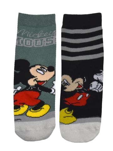 Disney 2er Pack Disney Mickey Mouse ABS Socken Stoppersocken Söckchen in grau/schwarz