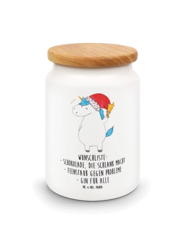 Mr. & Mrs. Panda Dose Einhorn Weihnachtsmann mit Spruch in Weiß