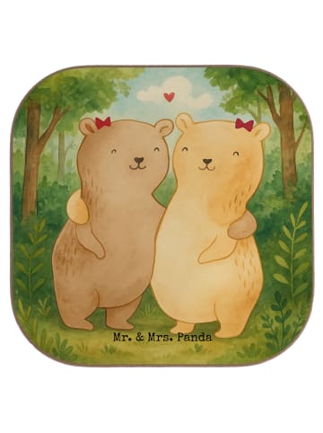 Mr. & Mrs. Panda Untersetzer Bären Schwestern Design ohne Spruch in Weiß
