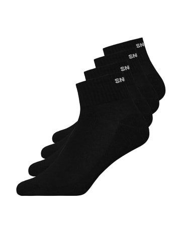 SNOCKS Retro Sneaker Socken aus Bio-Baumwolle Schwarz (SNOCKS) 4 Paar