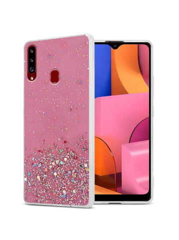 cadorabo Hülle für Samsung Galaxy A20s Glitter in Rosa mit Glitter