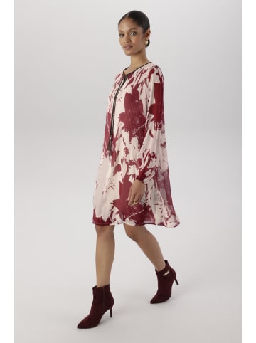 Aniston SELECTED Plisseekleid in creme-bordeaux-silber
