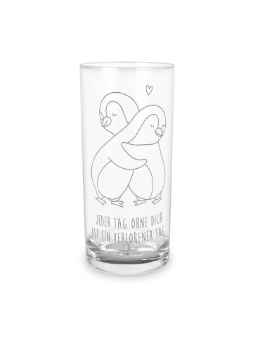 Mr. & Mrs. Panda Longdrinkglas Pinguine Kuscheln mit Spruch in Transparent