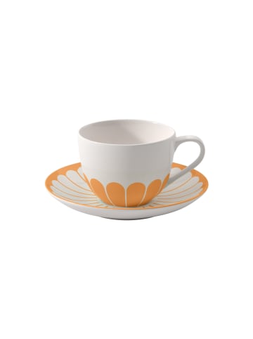 Cappuccinotasse mit Untertasse Fleur Couleur in Soleil 300 ml