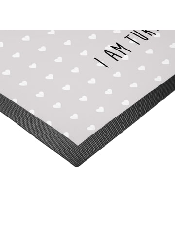 Mr. & Mrs. Panda Schmutzfangmatte Schildkröten Paar mit Spruch in Grau Pastell