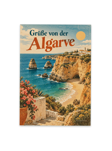 Grußkarte Küste nostalgisch Design mit Spruch in Weiß