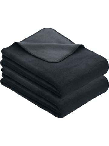 Erwin Müller Baumwollmischung Wohndecke 2er-Pack Matera in schwarz/grau