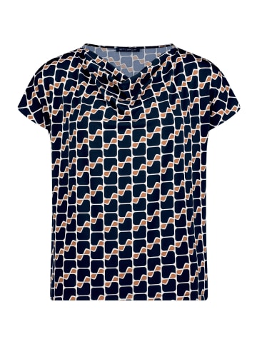 Betty Barclay Printshirt mit Wasserfallausschnitt in Dark Blue/Brown