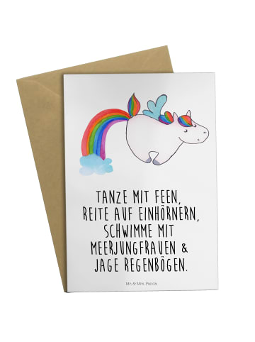 Mr. & Mrs. Panda Grußkarte Einhorn Pegasus mit Spruch in Weiß