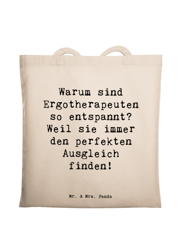 Mr. & Mrs. Panda Tote Bag Spruch Ergotherapeutin BalanZeichen mit Spruch in Creme