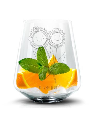 Mr. & Mrs. Panda Blümchentail Glas Blume Sonnenblume ohne Spruch in Transparent