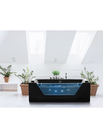 Beliani Whirlpool Badewannen SAMANA in Schwarz - (W) 79 x (H) 55 x (L) 174 cm
