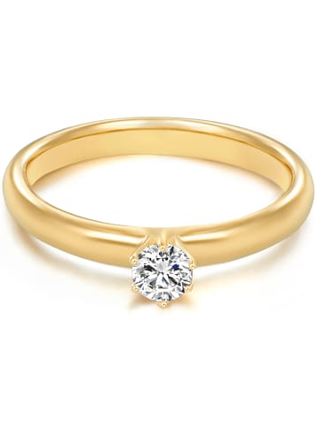 Trilani Ring Sterling Silber gelbgold Zirkonia weiß in gelbgold