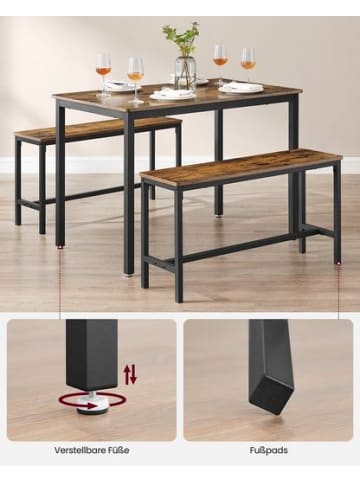 VASAGLE 3tlg. Set: Essgruppe in Braun - (B)110 x (H)75 x (T)70cm