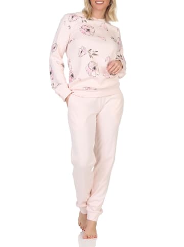 NORMANN Langarm Kuschel Interlock Schlafanzug Langarm Florale Optik - 87289 in rosa