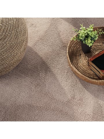 KADIMA DESIGN Teppich Kurzflor waschbar Unifarben Wohnzimmer in Taupe
