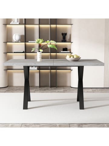 ABRIHOME Esstisch mit gekreuzten Beinen in Grau