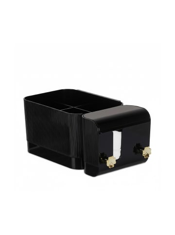 relaxdays Kosmetik Organizer in Schwarz/ Gold - (B)24 x (H)10 x (T)12,5 cm