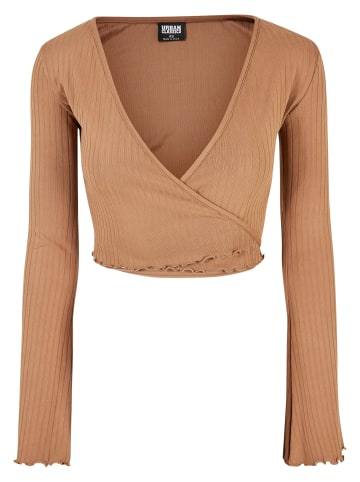 Urban Classics Urban Classics Damen Ladies Cropped Rib Wrapped Longsleeve in darktaupe