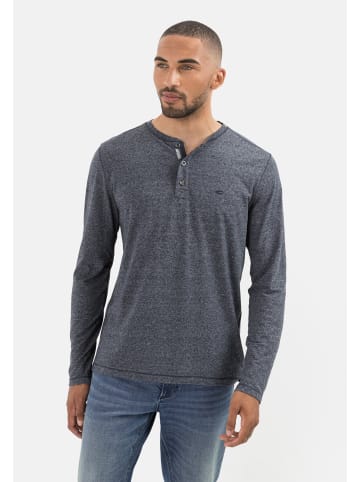 Camel Active Langarm Henleyshirt aus nachhaltigen Baumwollmix in Dunkelblau
