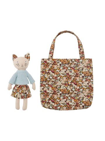 Bloomingville mini Kuscheltier Katze mit Tasche Moe in Braun | Bunt