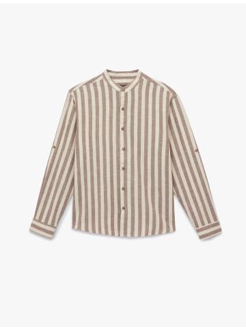 KOTON SHIRTS LS in Braun Gestreift