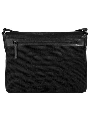 SPIKES & SPARROW Messenger echt Leder in schwarz