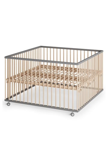 Sämann Sämann Laufgitter mit Lattenrost & Schlupfsprossen - grau/natur - Premium