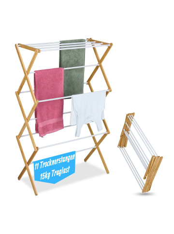 relaxdays Wäscheständer in Natur/ Weiß - (B)73 x (H)115 x (T)33 cm