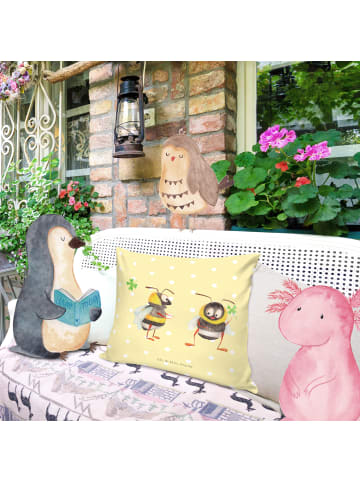 Mr. & Mrs. Panda kuschelkissen 40x40 Hummeln Kleeblatt ohne Spruch in Gelb Pastell