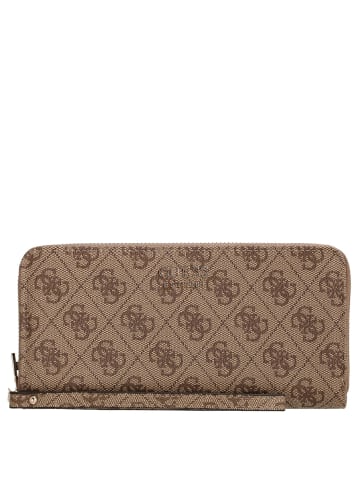 Guess Brenton SLG Large Zip Around - Geldbörse 12cc 21 cm (coal logo) in latte logo