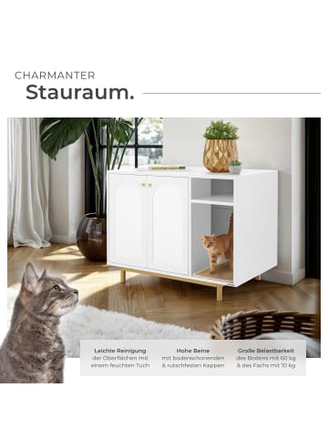 tectake Katzenklo-Schrank, Kratzmatte, 80 x 52 x 61,5 cm, seitlicher Eingang