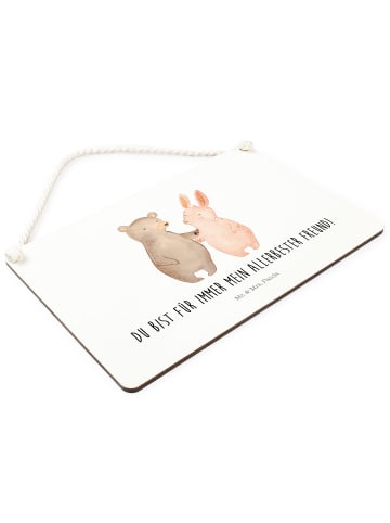 Mr. & Mrs. Panda Schild Bär und Hase Umarmen mit Spruch in Weiß