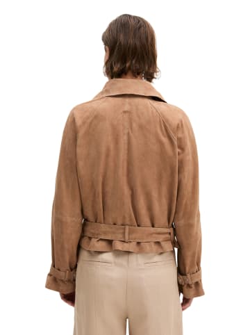 Marc O'Polo Leder-Trenchjacke relaxed in Sandpaper