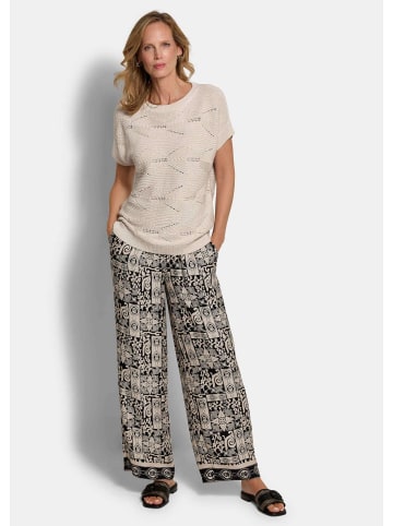 GOLDNER Strickpullover Baumwollpullover mit Rautenstruktur in stein