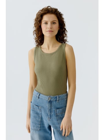 Oui FILIZ Top aus Viskose-Rippe in Green Garden