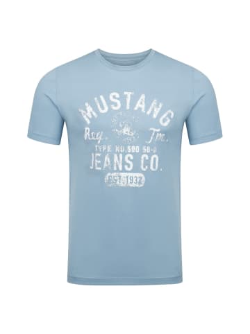 Mustang T-Shirt Basic Print Tee in Blau