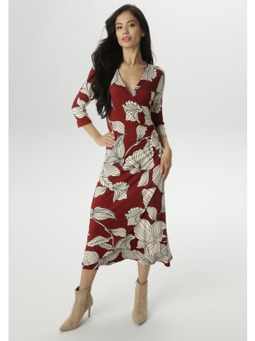Aniston SELECTED Jerseykleid in bordeaux-schwarz-offwhite