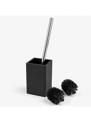 relaxdays WC Bürste in Schwarz/ Silber - (B)9,5 x (H)37 x (T)9,5 cm