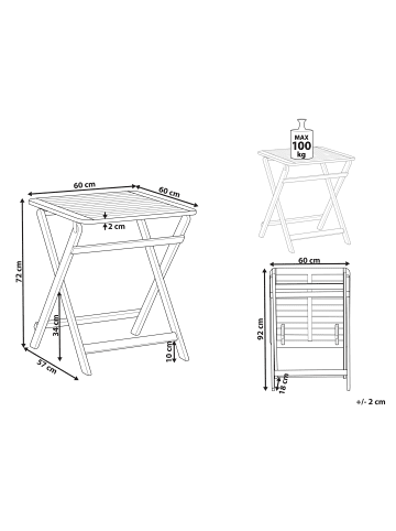 Beliani Beistelltisch PARAGGI in Braun - (W) 60 x (H) 72 x (L) 60 cm