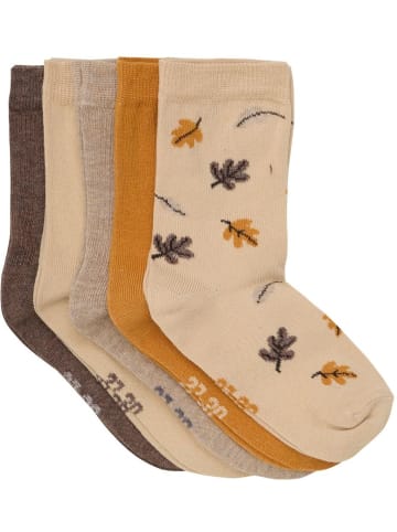 Minymo Kinder Socken "Socks with Pattern (5-Pack)" in Braun