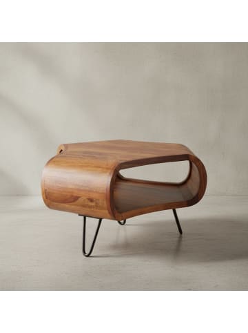 KADIMA DESIGN Couchtisch | Sheesham, 55x55x38cm, Ablage, Metallgestell