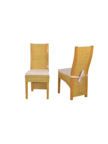 möbel-direkt Rattanstuhl 2er-Set mit Sitzkissen in beige
