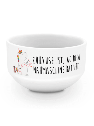 Mr. & Mrs. Panda Müslischale Einhorn Näherin mit Spruch in Weiß