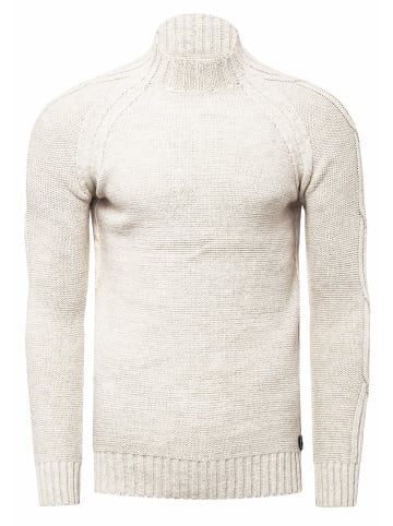 Rusty Neal Grobstrick Einfarbiger Stehkragen-Pullover in Ecru